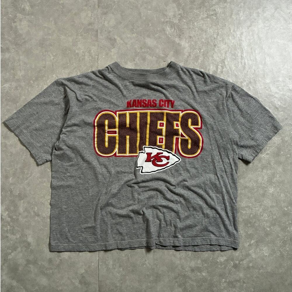 90s Vintage Kansas City Chiefs Boxy Grey T-Shirt -L